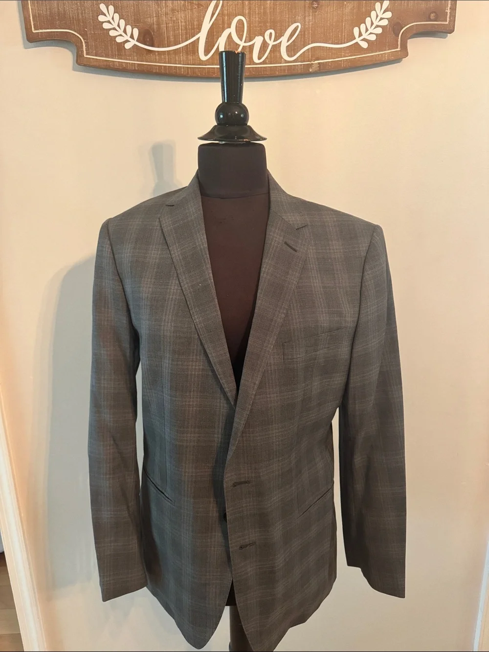 Banana Republic Men's Gray Plaid Suit Jacket